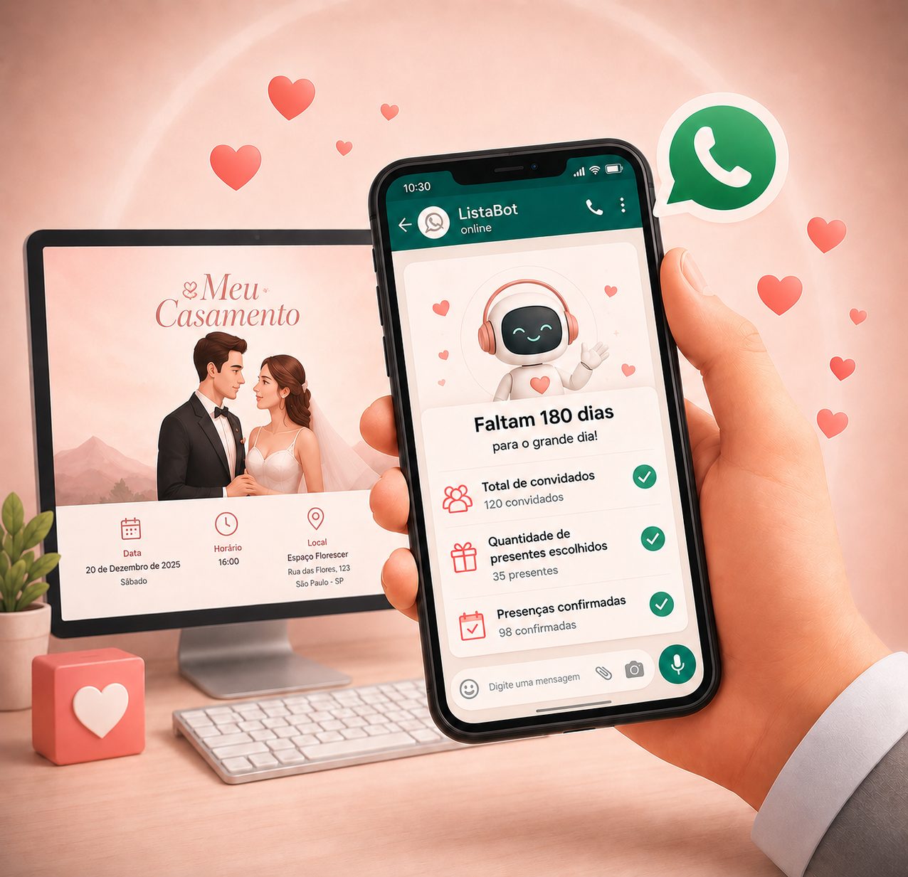 Casal organizando a lista de casamento